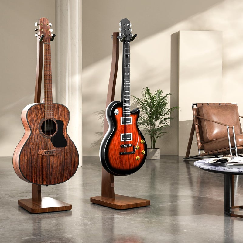 DIDA Guitar Stand, Acoustic Guitar Stand Floor, Premium Solid Wood Guitar Stand, Single Guitar Holder Stand for Acoustic Guitar, Electric Guitar, Bass Guitar, Semi Curved Hanging Guitar Stands for Studio, Living Room, American Black Walnut - Image 5